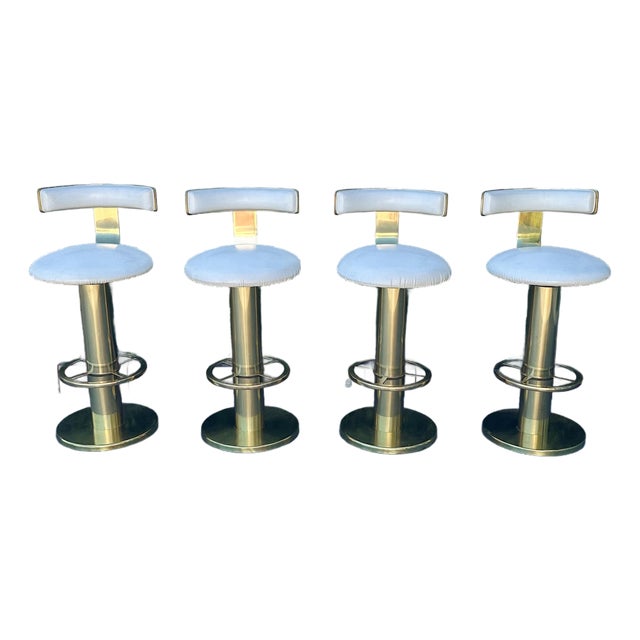 Design for Leisure Brass Bar Stools, 1980s For Sale