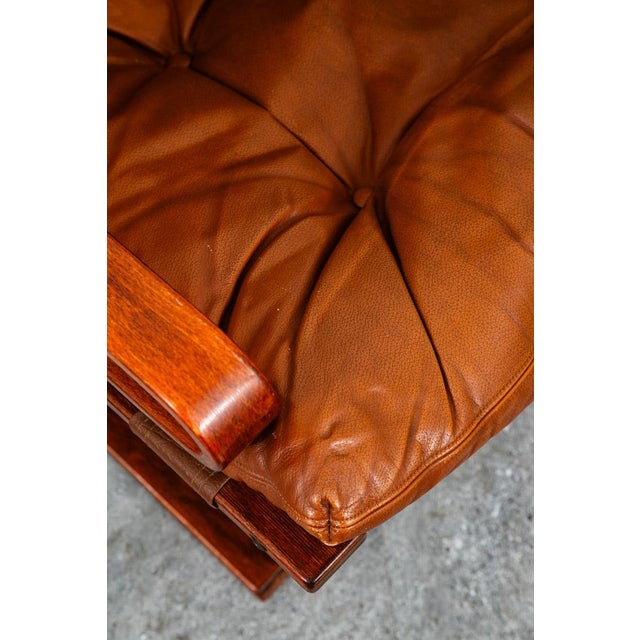 Mid Century Danish Modern Lounge Chairs Brown Leather Bentwood Set Pair Vintage For Sale In Sacramento - Image 6 of 12