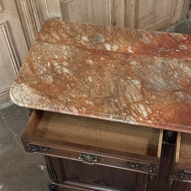 Antique Country French Louis XIV Walnut Marble Top Buffet For Sale - Image 16 of 18