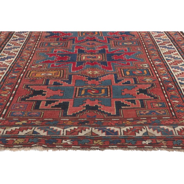 Mid 19th Century Antique Caucasian Kazak Rug 04'04 X 08'07 For Sale - Image 4 of 9