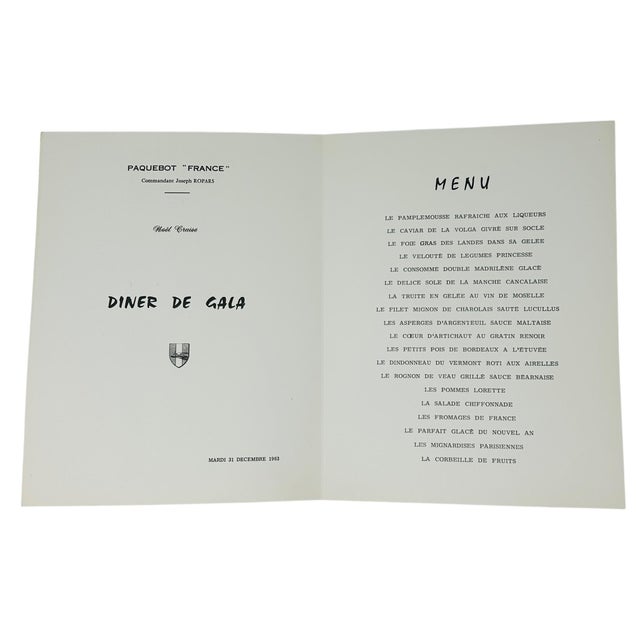 S S France 1963-1964: Rare 36-Menu Complete Holiday Voyage Collection | Louis Le Breton, Jean Carzou, Georges Rohner | First Class Ocean Liner For Sale - Image 14 of 18