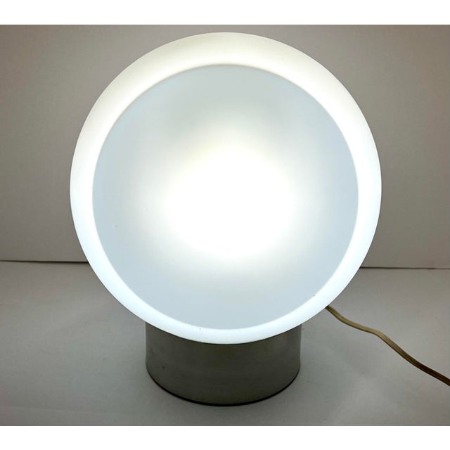 1960s Robert Sonneman Vintage Mid Century Modern Crescent Chrome and Glass 3-Way Table Lamp For Sale - Image 11 of 18