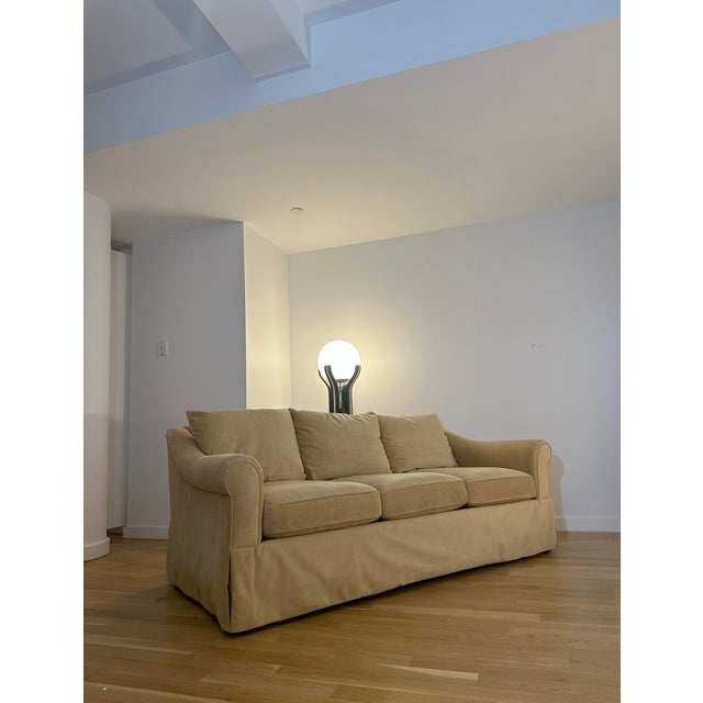 A beautifully crafted three-seat Ralph Lauren velveteen sofa, generously sized and exceptionally comfortable. Upholstered...