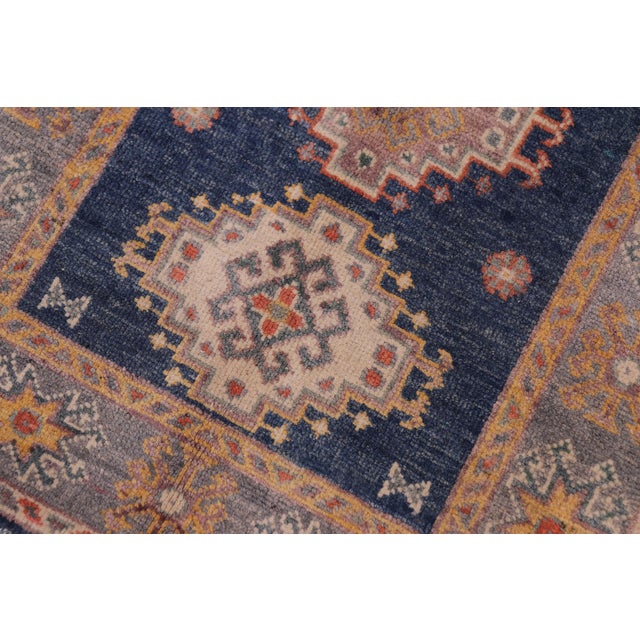 1990s Tribal Kazak Bohemian Blue/Gray Wool Rug - 2'0''x3'0'' For Sale - Image 5 of 10