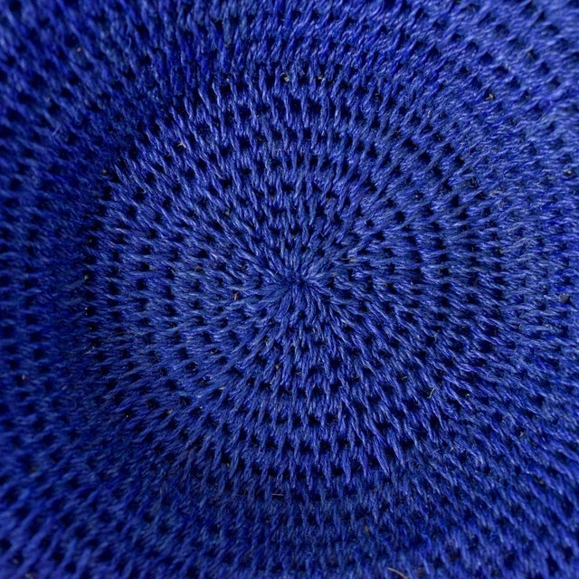African Early 20th Century Sisal Handwoven Blue Basket Eswatini 6inch For Sale - Image 3 of 8