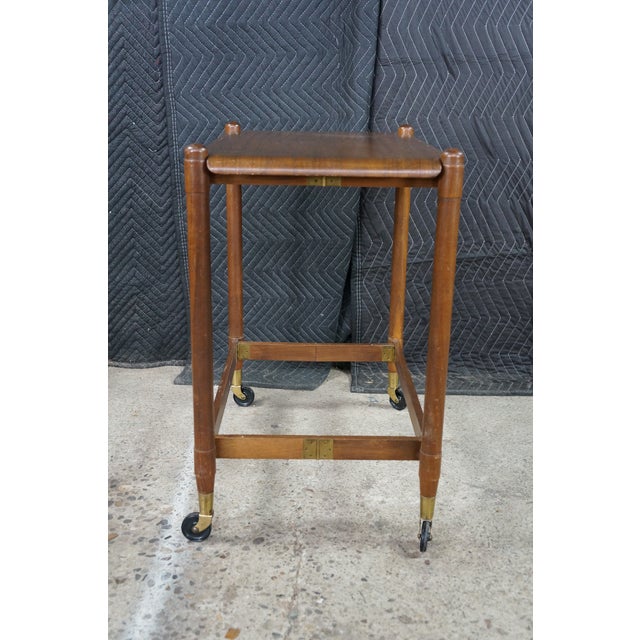 Mid Century Danish Walnut Folding Rolling Bar Cart Trolley Dry Bar MCM For Sale - Image 12 of 18