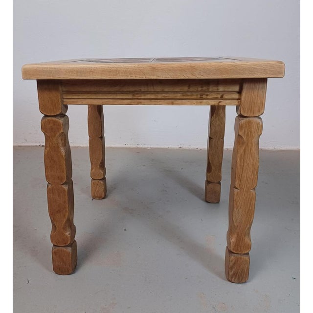 Brutalist Sidetable in Oak with Søholm Tiles by Henning Kjærnulf, 1970s For Sale - Image 4 of 11