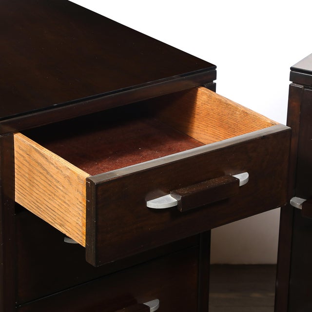 Johnson Furniture Co. Pair of Art Deco Eliel Saarinen for Johnson Walnut End Tables/ Nightstands For Sale - Image 4 of 13