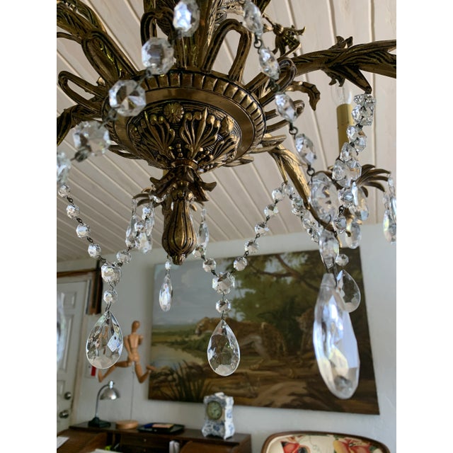 Metal Vintage Cast Brass Rustic European Chandelier For Sale - Image 7 of 12