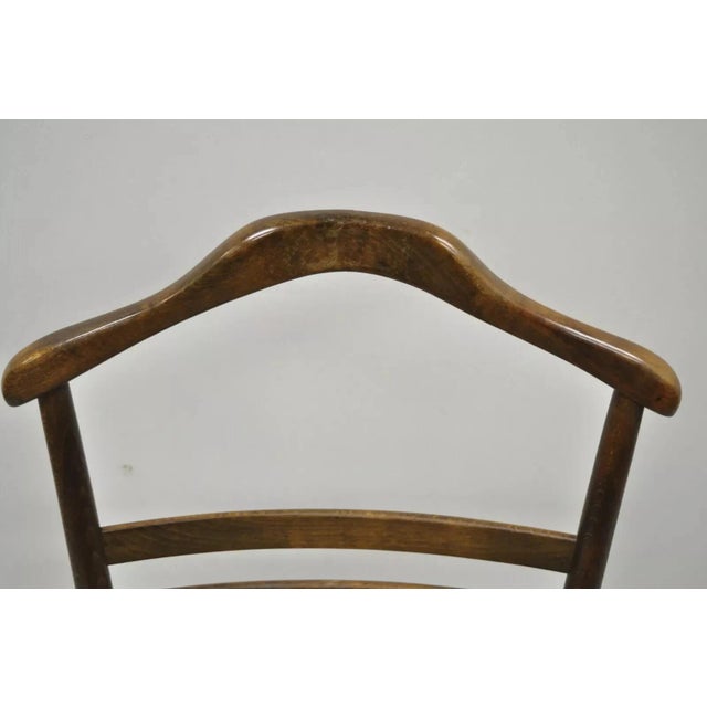 Vintage Mid Century Italian Modern Wood & Rope Clothing Valet Butlers Chair For Sale - Image 4 of 10