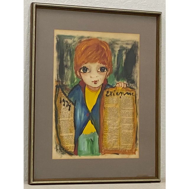 Etienne Ret Mixed Media Portrait of a Newsboy C.1974 For Sale - Image 10 of 10