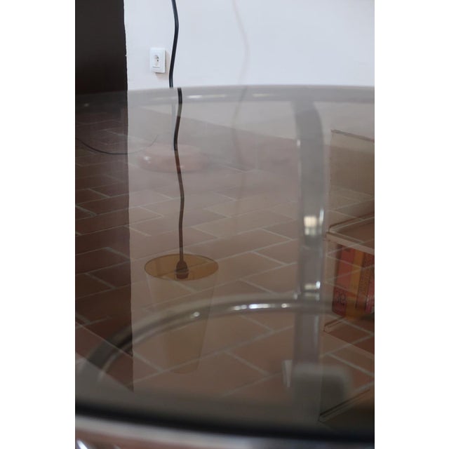 Round Coffee Table in Smoked Glass and Tubular Chrome, 1970s For Sale - Image 6 of 9