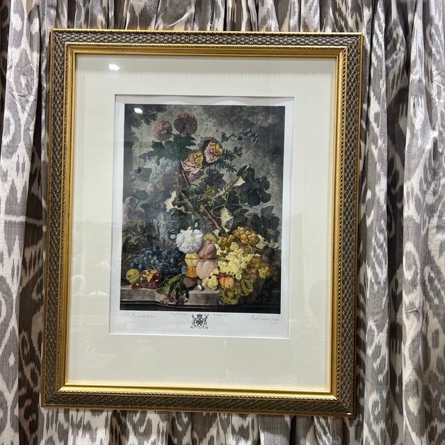 Traditional J. Pocker Nyc Framed Large Hand Colored Mezzotint Engraving Botanical Prints After Jon Van Huysum For Sale - Image 3 of 9