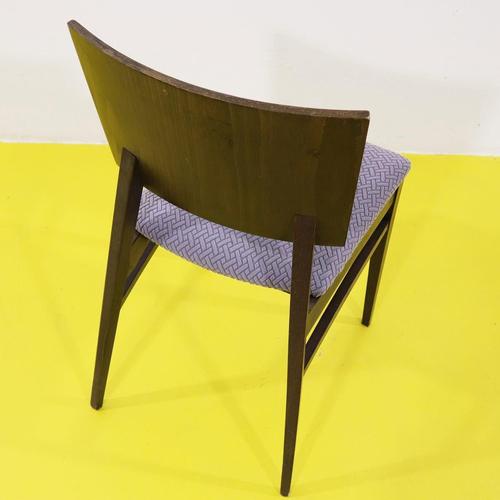 Brown Wooden Chair with Upholstered Seat in Grey Geometric Fabric For Sale - Image 8 of 10