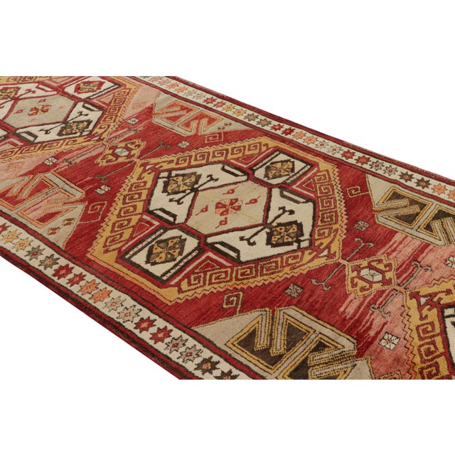 This hand-knotted mid-century rug originates from the Konya region of Turkey circa 1950-1960, enjoying an atypical array...