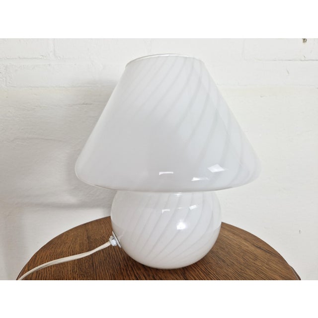 Glass Murano White Swirl Mushroom Lamp, 1970s For Sale - Image 7 of 10