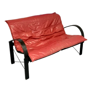 Vintage Ikea Polhem Leather and Bentwood Loveseat