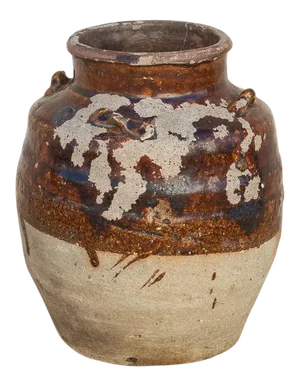 Aged Stoneware Burmese Food Jar