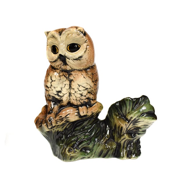 Brown Late 20th Century Ceramic Sitting Owl Figurine Model For Sale - Image 8 of 8