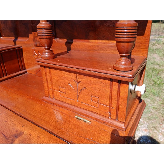 Late 19th Century Antique Victorian Walnut Eastlake Ladies Desk 1870s For Sale - Image 5 of 18