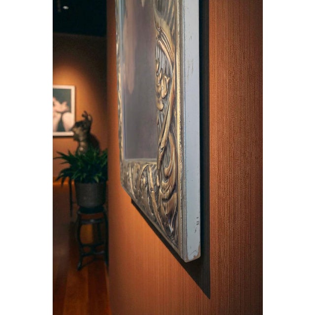 Art Nouveau Mid 20th Century "Solitude" Ornate Framed Reproduction Print on Wood by Frederic Leighton For Sale - Image 3 of 5