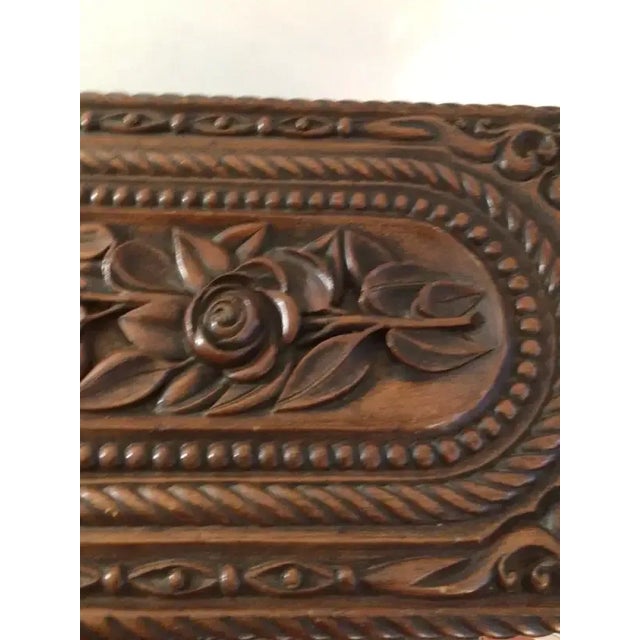 Victorian 1880s Oversized Victorian Carved Wood Jewelry Box For Sale - Image 3 of 13