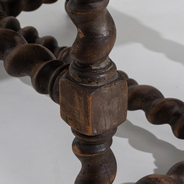 Wood 19th Century Louis XIII Style Wooden Throne Chair with Upholstery Mustard For Sale - Image 7 of 15