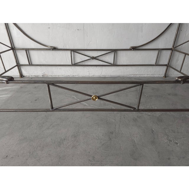 French European Campaign Style Forged Iron and Brass Daybed For Sale - Image 11 of 12