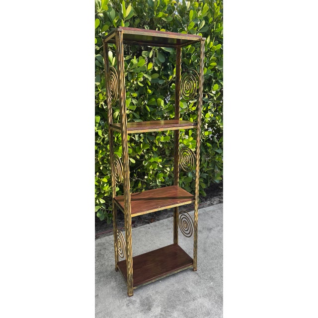 Vintage 76” Postmodern Sculptural Iron Etagere With Spiral Motifs For Sale - Image 10 of 11