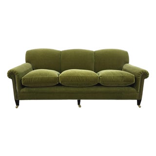 George Smith Mohair Full Scroll Arm Sofa For Sale