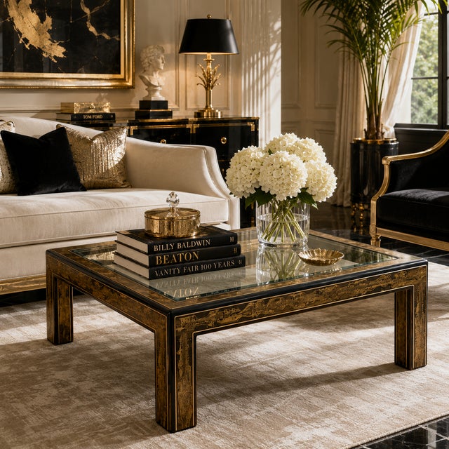 Mid-Century Modern Acid-Etched Brass & Glass Coffee Table, C. 1960s–1970s For Sale - Image 3 of 16