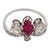 Art Deco 1920s Art Deco Ruby Diamond Platinum Tiara Ring, Size 7.25 For Sale - Image 3 of 6