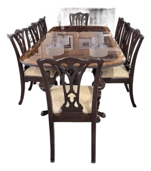 Vintage Drexel Heritage Georgian Style Mahogany Double Pedestal Dining Set