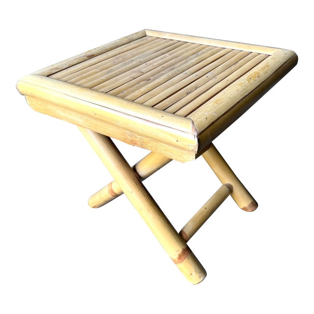 Bamboo Rattan Folding Plant Stand Table Riser For Sale