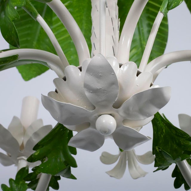 Painted tole palm tree chandelier For Sale - Image 10 of 12