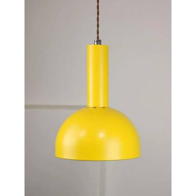 Small Vintage Yellow Metal Lamp For Sale - Image 5 of 11