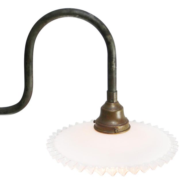 Metal Mid-Century Modern Cast Iron Wall Light with White Opaline Glass Shade For Sale - Image 7 of 8