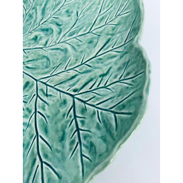 Vintage Portuguese 'Bordallo Pinheiro' Majolica Glazed Ceramic Geranium Leaf Platter For Sale - Image 11 of 13