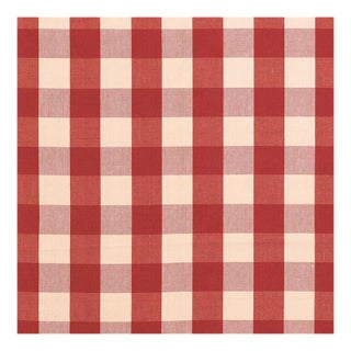 Schumacher Camden Cotton Check Fabric in Red For Sale