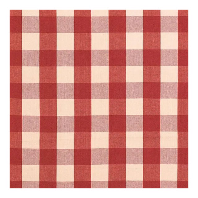 Schumacher Camden Cotton Check Fabric in Red For Sale