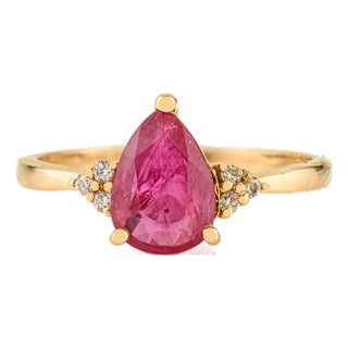 1.21 Carat Certified Ruby and Diamond Statement Ring Size 6.5 for Wedding in 14k Gold For Sale