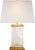 Traditional Michael S Smith by Visual Comfort Signature Crescent Table Lamp in Quartz and Antique Gold Leaf with Linen Shade For Sale - Image 3 of 3