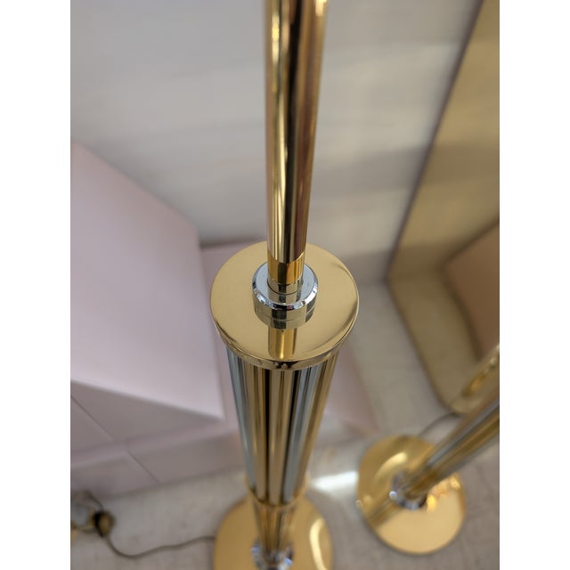 Vintage Gilt and Chrome Floor Lamps from Baulmann, Germany, 1980s, Set of 2 For Sale - Image 11 of 18