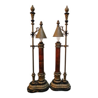 1920s French Empire Neoclassical Style Student Lamps - a Pair For Sale
