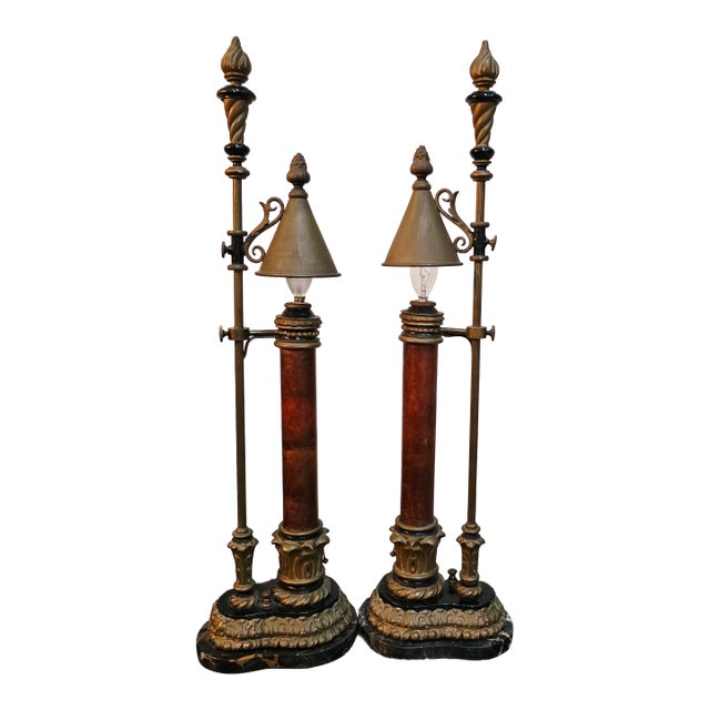 1920s French Empire Neoclassical Style Student Lamps - a Pair For Sale