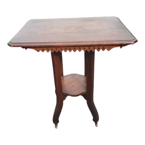 Antique Edwardian Walnut Tier Tea Table Side Table on Wheels, Circa 1910s