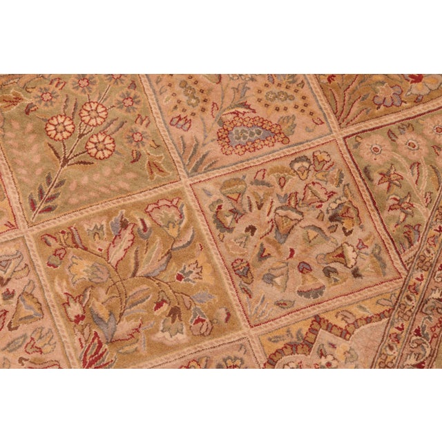 Floral 1990's Medallion Pak-Persian Taupe/Green Wool Rug - 6'3'' X 9'4'' For Sale - Image 4 of 9