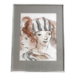 1983 Theodore Wassmer "Two Dancers" Original Watercolor For Sale
