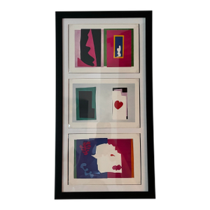 1990s Matisse Prints From the Jazz Series the Heart Wolf and Destiny Matted in Black Frame