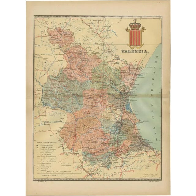 Map of the Province of Valencia, 1901 For Sale - Image 6 of 6